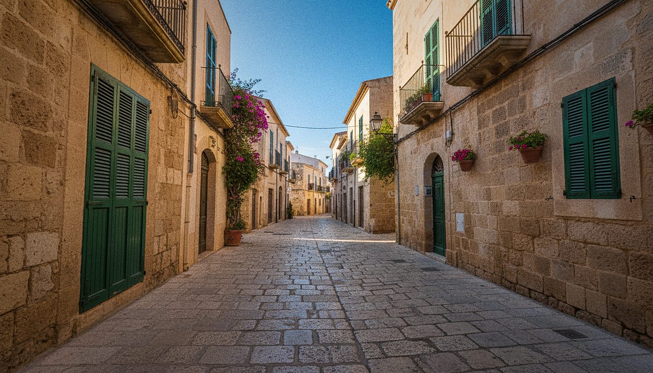 Una calle empedrada en el casco histórico de Viena